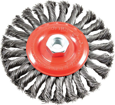 72758 Wire Wheel Brush, Twist Knot with 5/8-Inch-11 Threaded Arbor, 6-Inch-By-.0