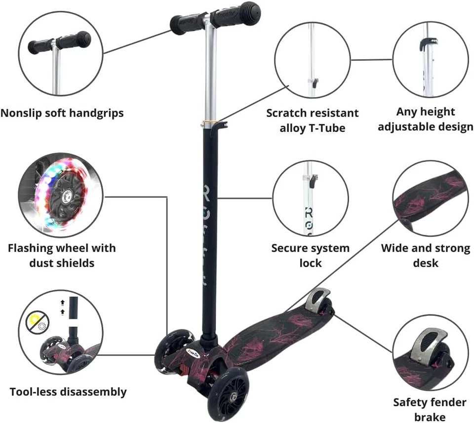 Maxi Scooter para Niños Edades 6-12 Lean-To-Steer Scooter de 3 Ruedas para Niños Edades 6-12 Foto 2 de 4
