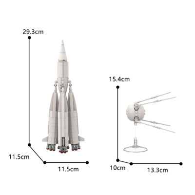 2-in-1 The first ICBM R-7 und First Man-made Satellite 541 Stück C9208 Neu