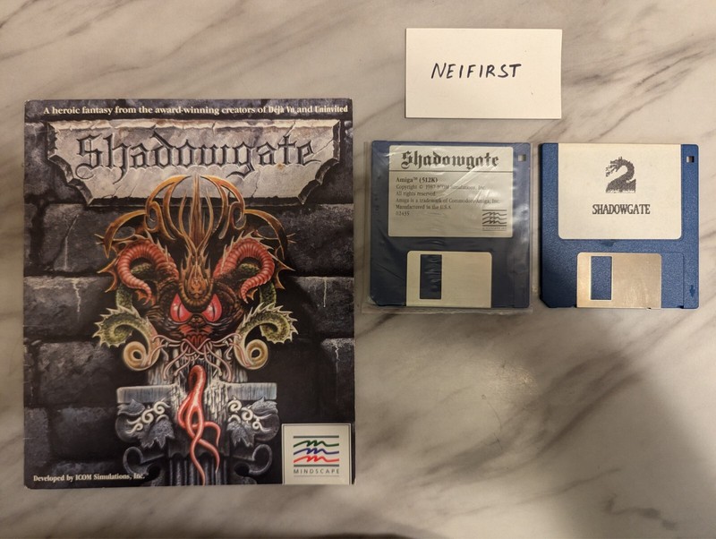 Mindscape SHADOWGATE Folio + 2 3.5" Disks (Commodore Amiga, 1987)