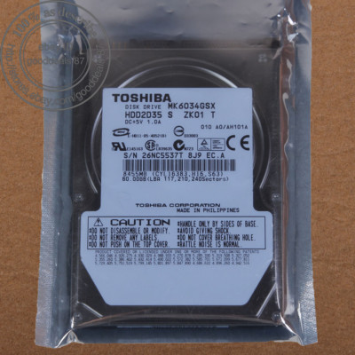 TOSHIBA 60 GB 2.5'' 5400 RPM 8 MB SATA Hard Disk Drive HDD Laptop MK6034GSX
