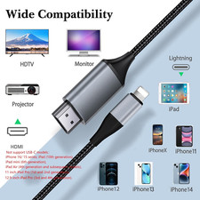 Lightning to HDMI Adapter HDMI Cable for Iphone to TV Compatible with Iph...
