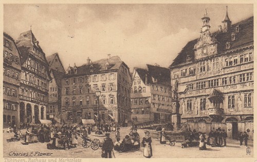 Tübingen AK 1907 Rathaus Marktplatz Künstler Flower Baden-Württemberg 2503106 - Bild 1 von 2