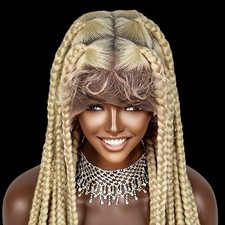 Braided Full Lace Wig HD Long Box Braids Blonde With Baby Hair, Beautiful. NWT