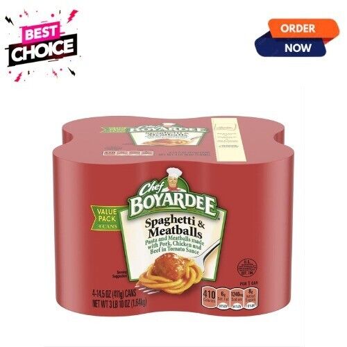 Chef Boyardee Spaghetti and Meatballs, 14.5 Oz Cans. Pack of 4 - Picture 1 of 5