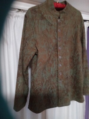 Reversible Lightweight Quilted Mandorin Style Jacket Green Size Large