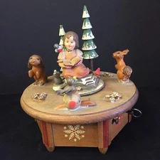 Thorens Anri Music Box Lara's Theme Made in Switzerland Bird Snail Mouse Rabbit