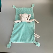 Carter's Gray Elephant Lovey Security Blanket Plush green rectangular knotted