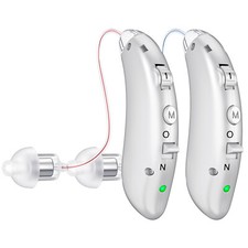 A Pair BTE Digital Rechargeable Hearing Aid Invisible Adjustable Sound Amplifier