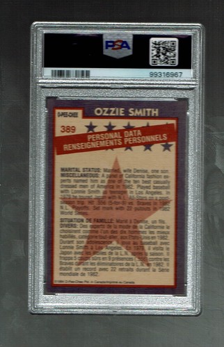 1984 OPC. All-star Ozzie Smith #389. PSA 9 - Picture 2 of 2