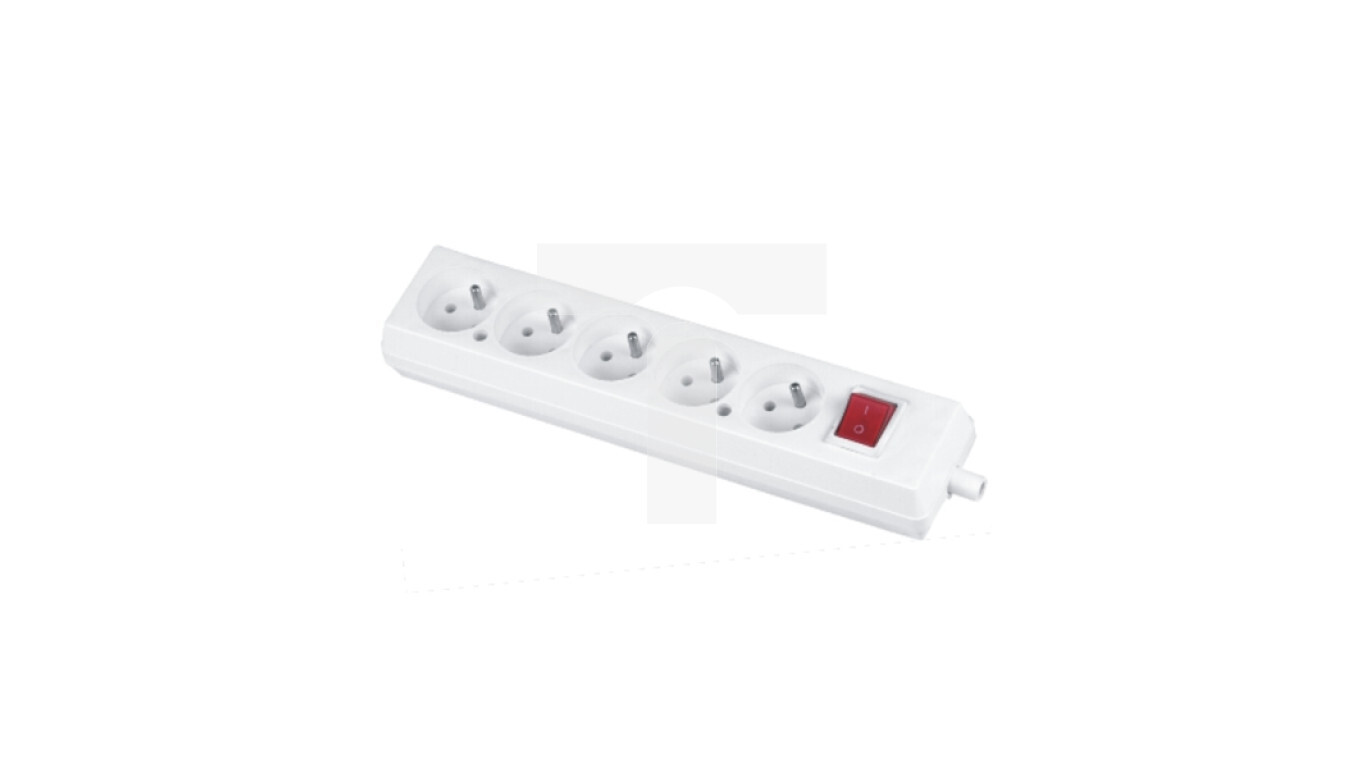 Five-way portable socket 16A 2P+Z 250V with switch, white GN-570WS /T2UK