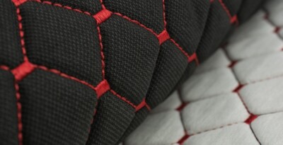 Black and Red Diamond Stitch Embossed Fabric Lining Car Upholstery 100x140cm