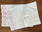 Pair of Vintage Hand Embroidered Pillowcases with Pink Flowers Tulips 20" x 28" — photo 1