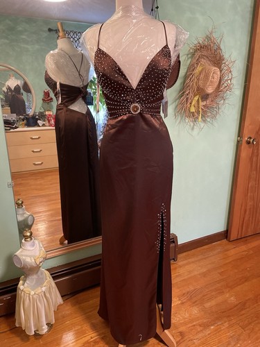 Kiss Kiss Chocolate Beaded Prom Special Formal Evening Dance Dress 14 Open Back - 第 1/14 張圖片