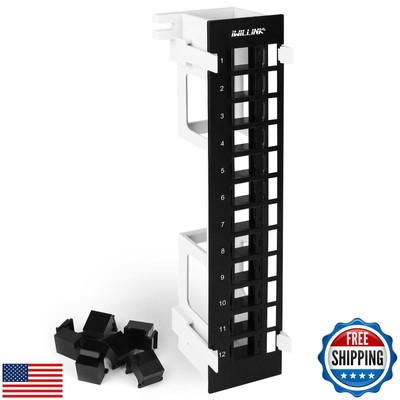 Iwillink Blank 12-Port Keystone Patch Panel with 89D Wall Mount Bracket, Vers