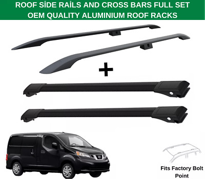 Roof Side Rails And Cross Bars Aluminium Black For Nissan NV200 2009 ...