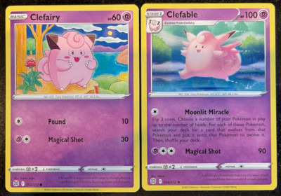 Pokemon - Clefairy 053/172 + Clefable 054/172 - Brilliant Stars - Evolution Set