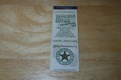 Vintage Hanover Star Brand Wire Screening Cloth Division Matchbook Cover Struck