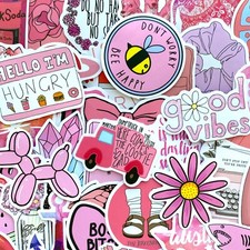 5-50 pcs Cute Pink Kawaii Stickers, Animal Flower Funny Quote Car Laptop Decals