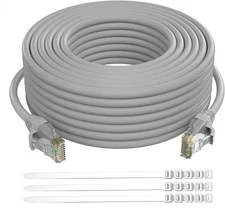 Adoreen Cat 6 Ethernet Cable 40 Ft-Gray, Outdoor & Indoor Snagless Long