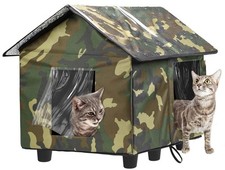 Elevated Insulated Outdoor Cat House Weatherproof - 20"x19"x17" Waterproof PV...