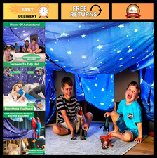 Ultimate Blanket Fort Building Kit for Kids 3-12 - Portable Playhouse & Tent, In