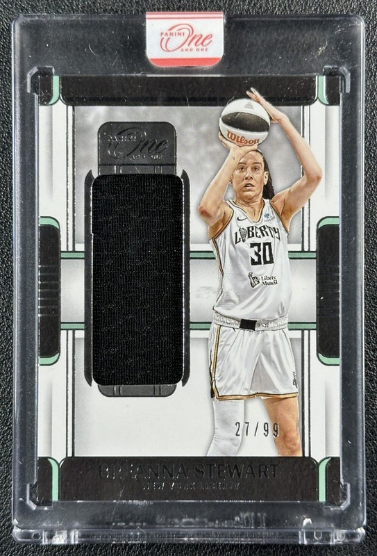 BREANNA STEWART 2025 PANINI ONE AND ONE WNBA MEMORABILIA JERSEY 27/99 LIBERTY
