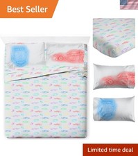 Ultra-Soft Cars Full Sheet Set with Deep Pocket Fitted Sheet - Kids Bedding