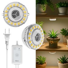 Indoor Plant Grow Lights 2 Pack Full Spectrum 5W Lamps with Timer, Mini Size