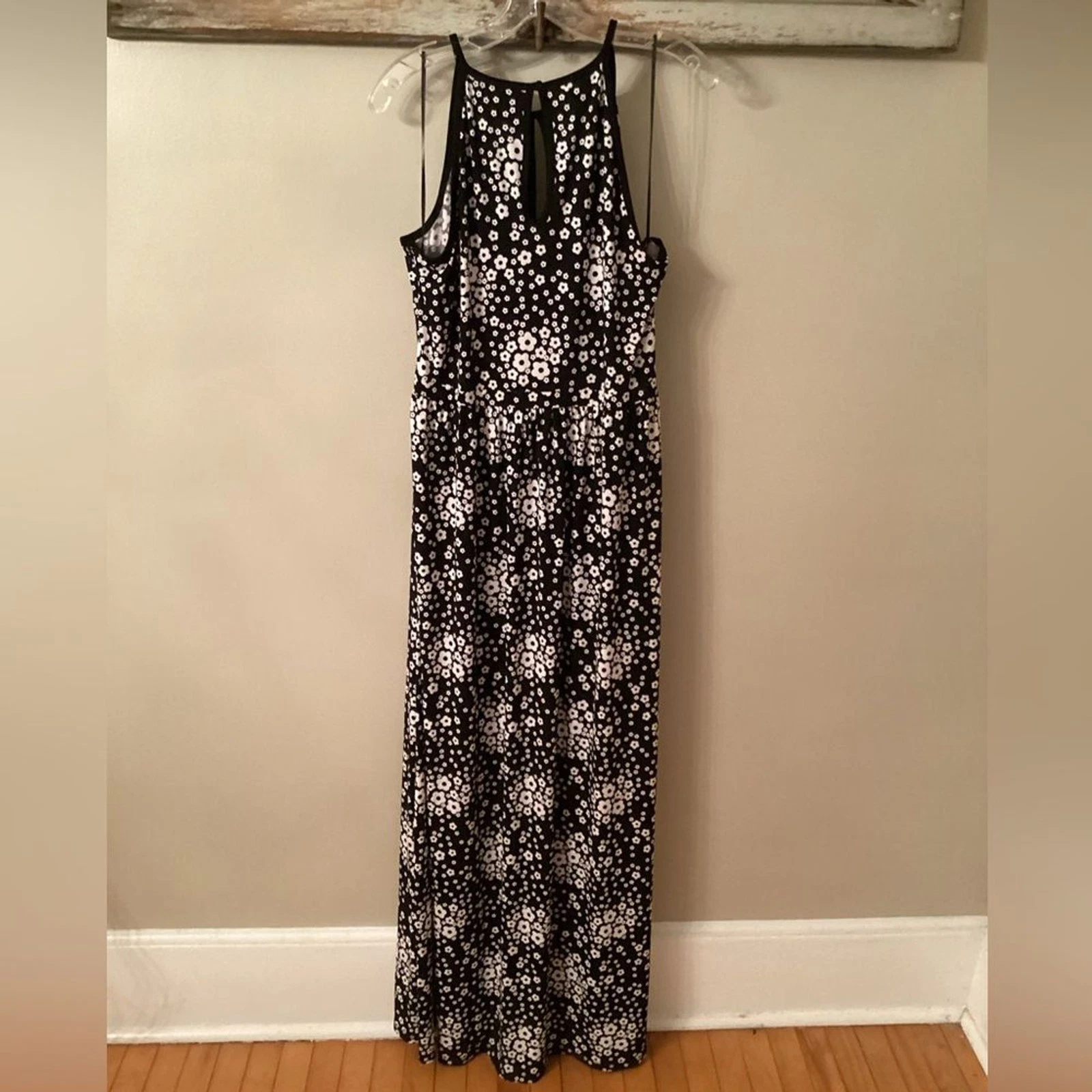 MAXI ABITO MICHAEL KORS TAGLIA XL NERO STAMPA FLOREALE BUCO DELLA SERRATURA