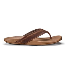 Olukai Mens 10 Hiapo Dark Java Toffee Leather Sandals Flip Flop NEW MSRP 140