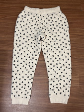 Hanna Anderson Girls Jogger Beige Quilted Hearts Sweatpants size 12 Flaw