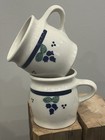 2 White Ceramic 12oz Mugs w/ Blueberry Design VTG 1978 Signed Under Handles — photo 1