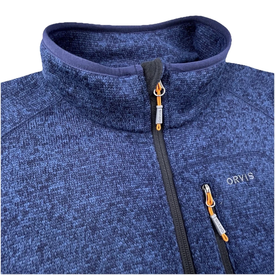 Orvis Fleece Sweater Vest Mens L Blue Full Zip Pocket Outdoor Hiking Fishing - Image 2 of 4