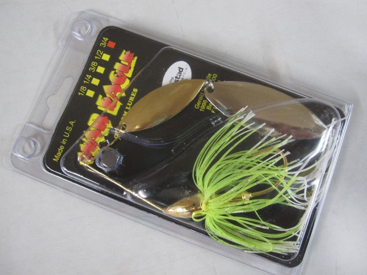 War Eagle Gold Frame Double Willow Spinnerbait 3/4oz #02 White Chart New Piano - Image 3
