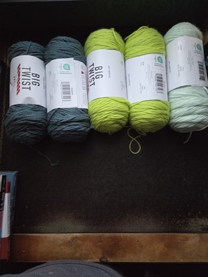 Big Twist Value 4 wt Yarn Acrylic Dark Teal Slime Mint (Greens) Lot of 5  Skeins