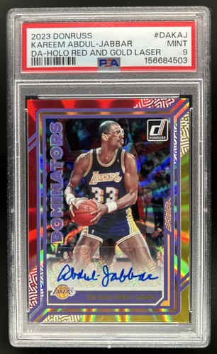 2023-24 Donruss Kareem Abdul-Jabbar Dominators Auto Red Gold Laser #DA-KAJ PSA 9