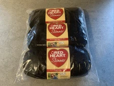 Red Heart Shimmer Yarn Solid Black Coats & Clark