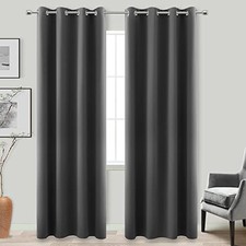 Grey Blackout Curtains for Bedroom 84 Inch 52"W x 84"L Pack of 2 Dark Gray
