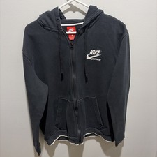 Vintage Nike Black Full Zip Hoodie large front/back Logo Size L Red Tag 90 s
