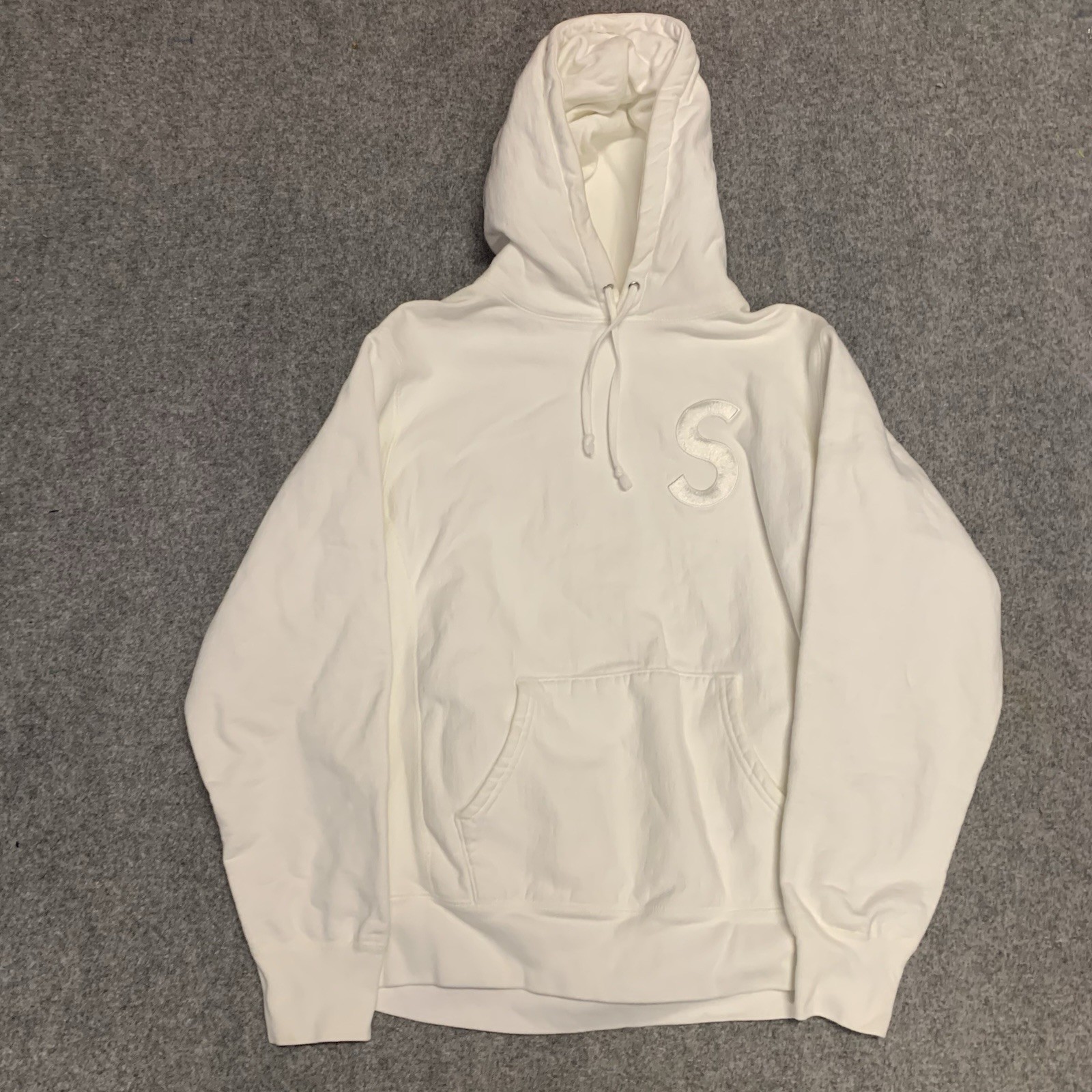 Supreme S Logo Hoodie Heavyweight Mens Size Medium Sz M White