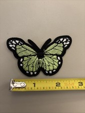 Green Butterfly Embroidered Iron on patch Camping Sunset Nature Hiking