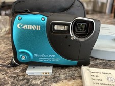 Canon PowerShot D20 12.1MP Waterproof HD Digital Camera Blue Tested W/ Battery