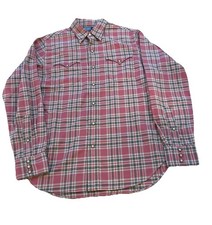 Vintage Polo Ralph Lauren Flannel Pearl Snap Shirt Men  s Medium Plaid Pink