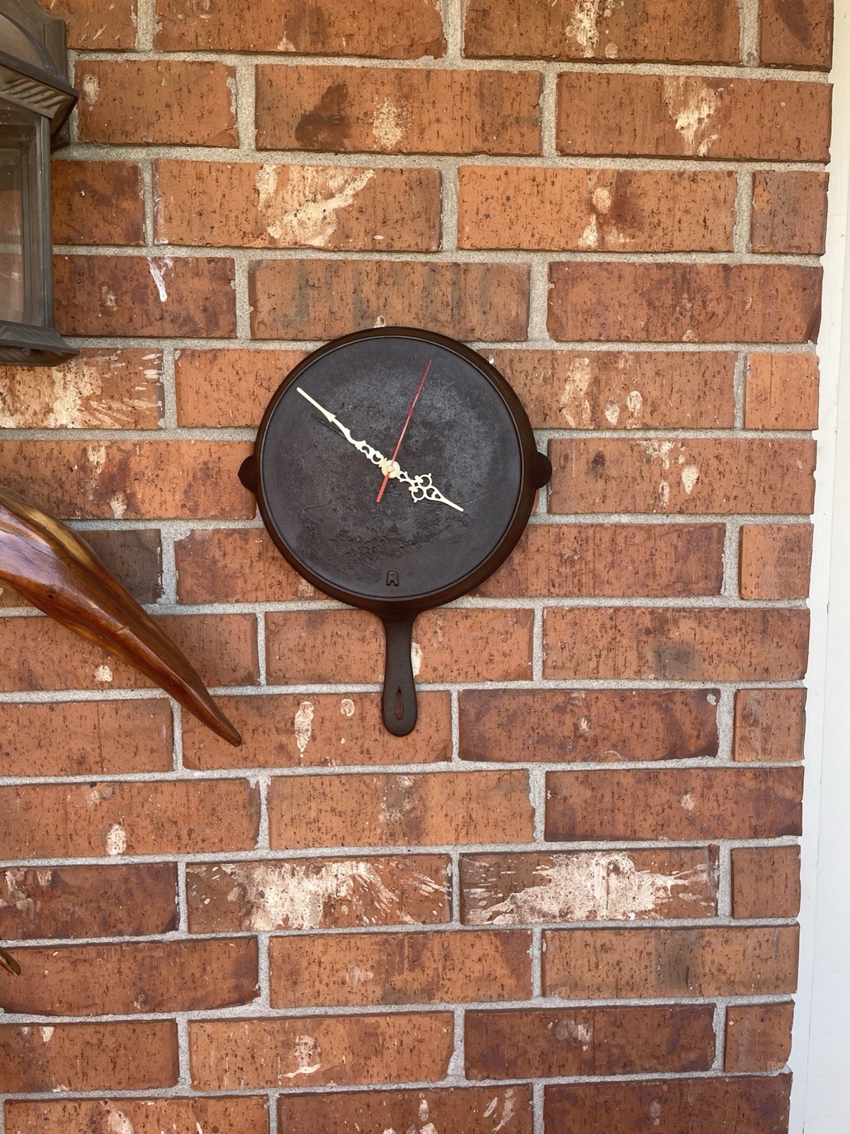 Cast Iron Skillet Wall Clock Black Analog Quartz Battery Powered Round