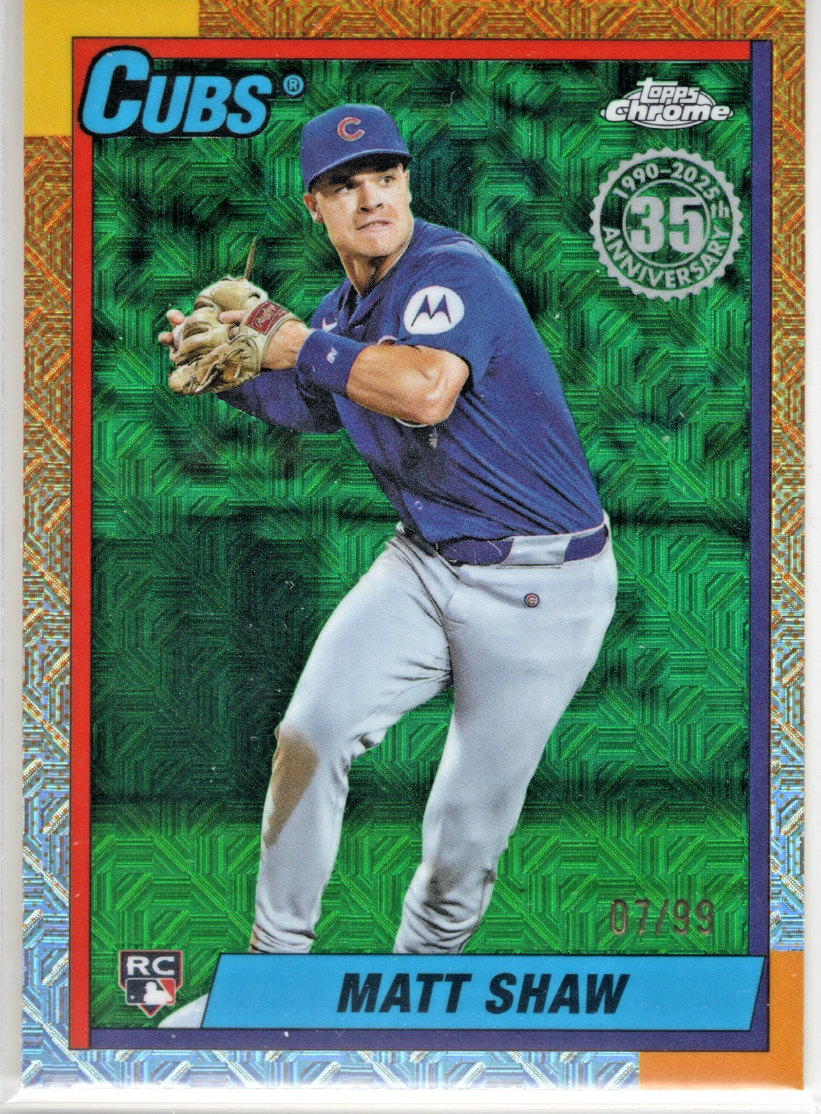 2025 Topps Update 1990 Silver Pack Chrome Green Refractors #U90C95 Matt Shaw /99