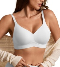 DEANGELMON Seamless Bras for Women No Underwire Comfortable X-Large, White