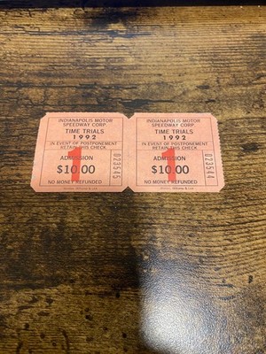 1992 Kroger 200 TIme Trials Ticket NSCAR Robert Pressley Winner