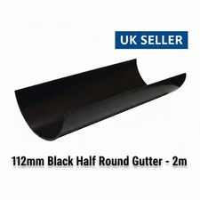 112mm Half Round Black PVC Gutter 2M Length