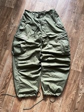 Vintage UFO Parachute Cargo Pants Green Wide Leg Baggy Y2K Rave Multipocket S